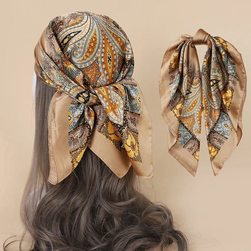 Luxury Silk Head Scarf - Soft Summer Foulard Bandana for Women