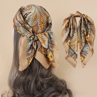 Luxury Silk Head Scarf - Soft Summer Foulard Bandana for Women