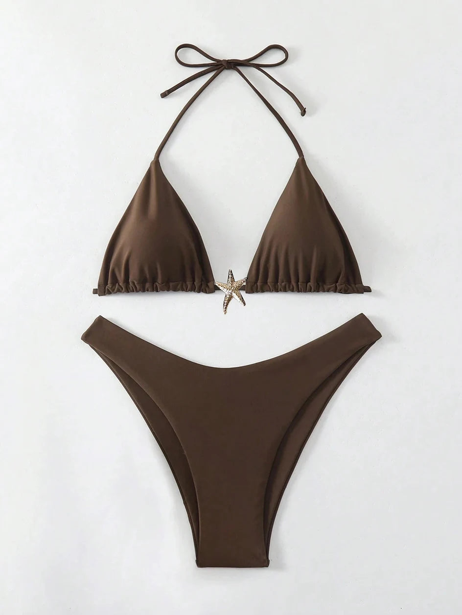 Sexy Bikini Set - Women's Swimwear Two Piece Halter Neck Micro Bikini Swimsuit
