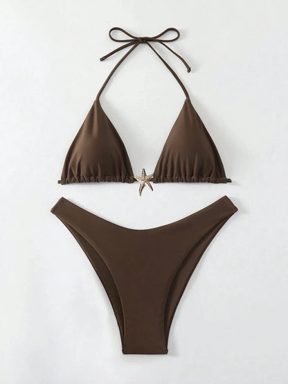 Sexy Bikini Set - Women's Swimwear Two Piece Halter Neck Micro Bikini Swimsuit