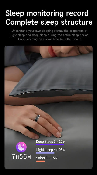 SY01 Smart Ring With LED Screen Bluetooth Health Monitoring Blood Oxygen Sleep Heart Rate Multi-sport Modes Waterproof IP68&5ATM