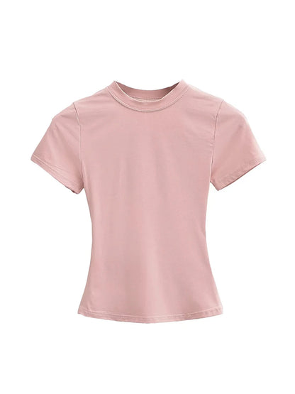 Women's Slim T-Shirt – Casual Solid Y2K Short-Sleeve Top