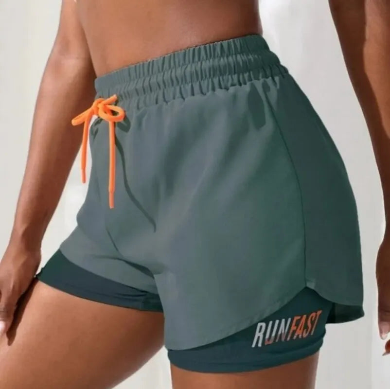 Women's High Rise Yoga Shorts - Elastic Waistband, Breathable Running Shorts