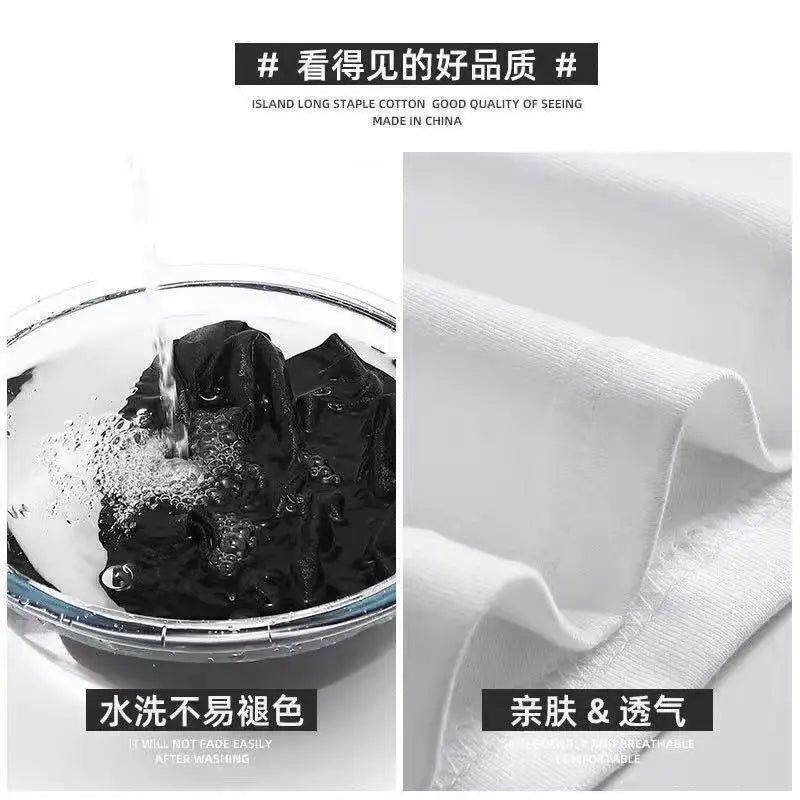 Men's Cotton T-Shirt - Printed Loose Fit Summer O-Neck Tee with Breathable Broadcloth Fabric