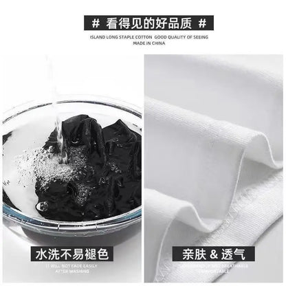 Men's Cotton T-Shirt - Printed Loose Fit Summer O-Neck Tee with Breathable Broadcloth Fabric