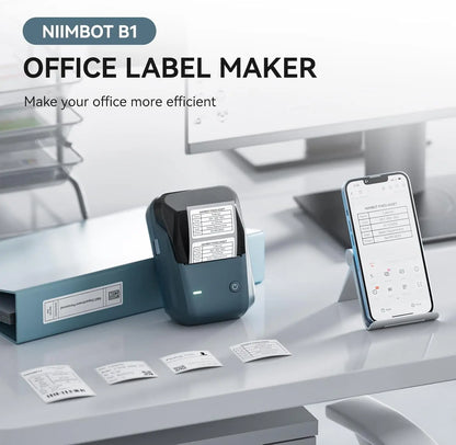 Niimbot B1 Mini Bluetooth Thermal Label Printer Portable Self-Adhesive Sticker Maker, Pocket Thermal Label Machine, Compatible With Mobile Phone & PC, Ideal For Home Office School Small Business Organization