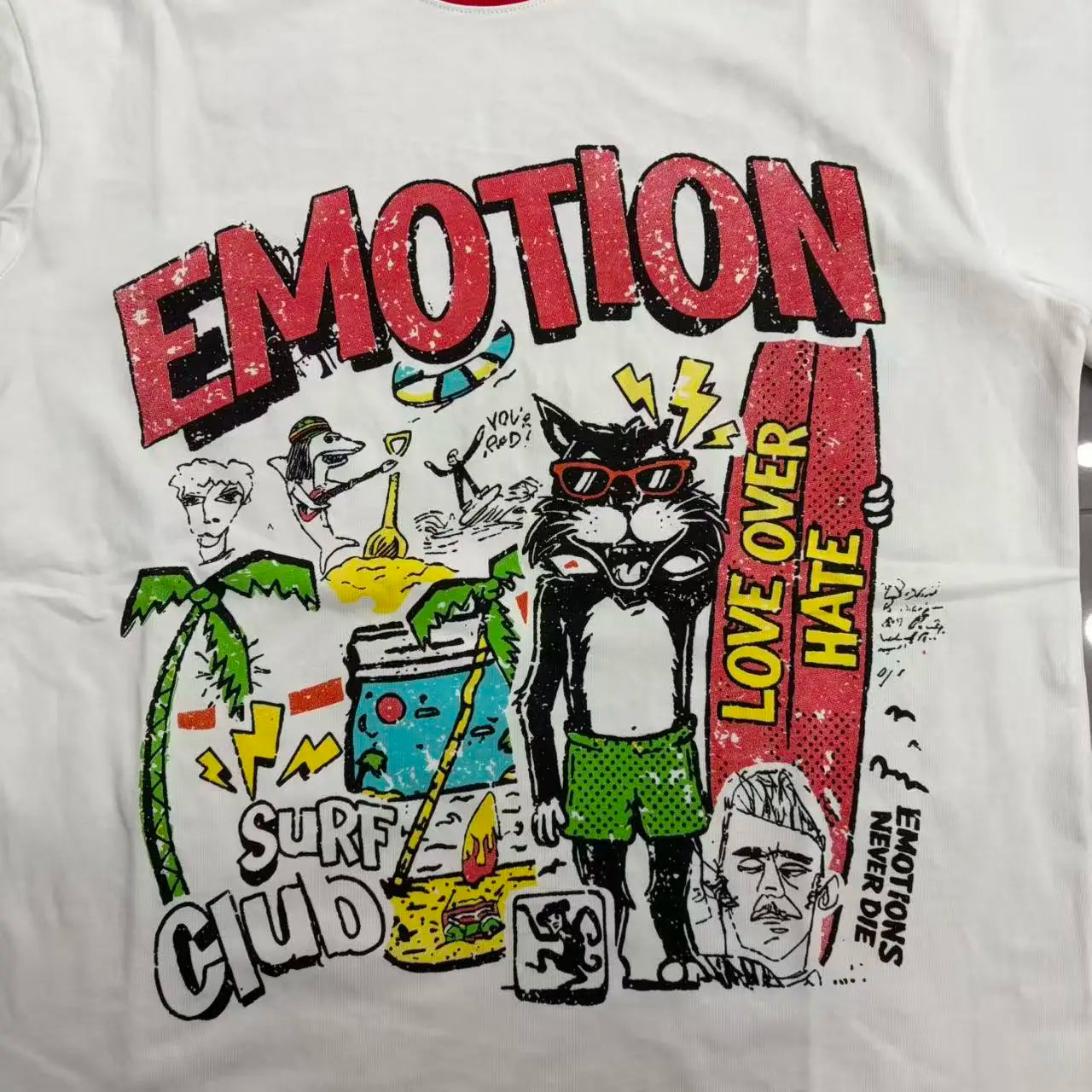 New MIXED-EMOTION Rhinestone cartoon printed pattern 100% cotton Men Women T-shirt Loose casual Shinning Diamond Tees Oversized Top