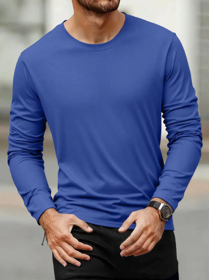 Spring Autumn Men‘s T-shirts Long Sleeve Casual Tops Solid Color High Quality Black T-Shirt Classic Men Clothing