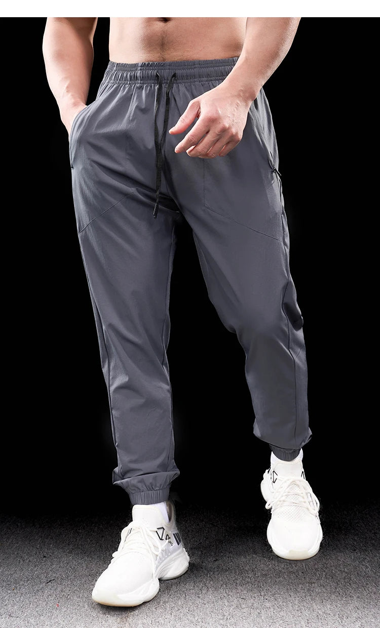 Men Running Trousers - Loose Fit Sports Fitness Pants With Elastic Waist Band