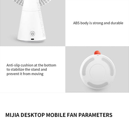 XIAOMI Mijia Portable Desk Fan USB Rechargeable Handheld Mini Electric Fans Cordless Air Cooling Small Fan 4 Gears Speed
