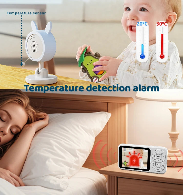DANMINI new 3.5 "RGB night light baby monitor with night vision temperature detection voice intercom baby nanny security camera