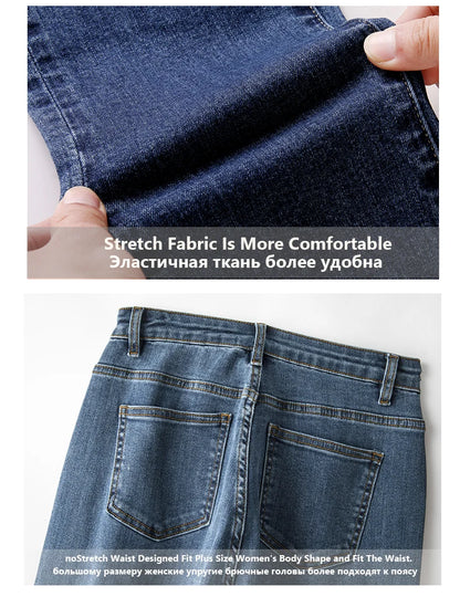Plus Size Women Autumn Washing loose stretchy pant 5XL 6XL women 100kgs trouse boyfriend Black Large Size Ladies Denims Jeans