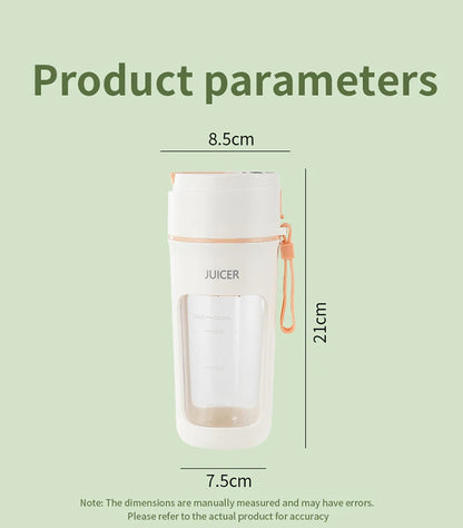 Portable Mini Electric Juicer - Multifunction Fruit Blender with 6 Blades Smoothie Maker 1200mAh