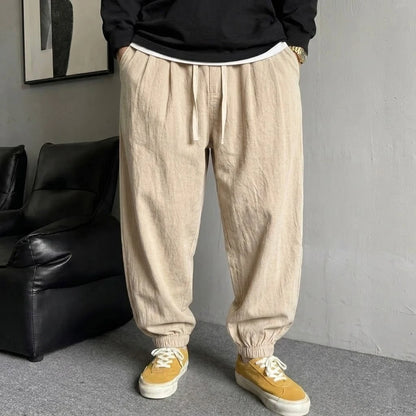 Men's Korean Streetwear Joggers Casual Harem Sport Pants Loose Fit Sweatpants Breathable Drawstring Hiking Trousers for Men