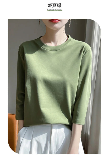 Cropped Mercerized Cotton T-Shirt - 100 Cotton Short Sleeve for Spring  Summer 2023
