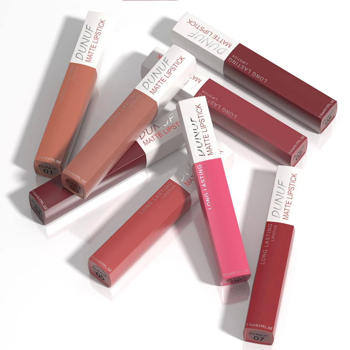 Matte Lip Gloss 8pc/set-Waterproof Long Lasting Non-Stick Cup Liquid Lipstick Kit Nude Bold Shades Moisturizing Lip Tint Makeup