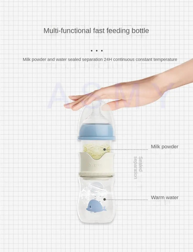 Dr.Green Newborn Baby Bottle Glass 150ml/240ml Wide Mouth Bottle Sealed isolation Fast milk filling Removable/Washable Bottles