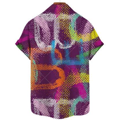 2022 3d Graffiti Oil Painting Printed Shirt Men Fashion Streetwear Hawaiian Beach Casual Lapel Plus Size 2022