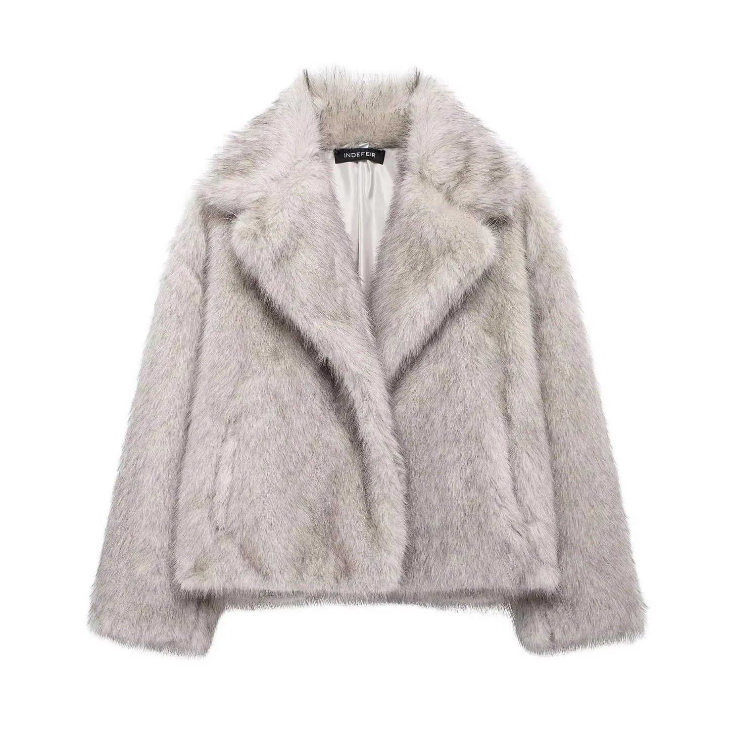 Faux Fur Coat Women’s Winter Jacket – Warm Fluffy Loose Lapel Outerwear