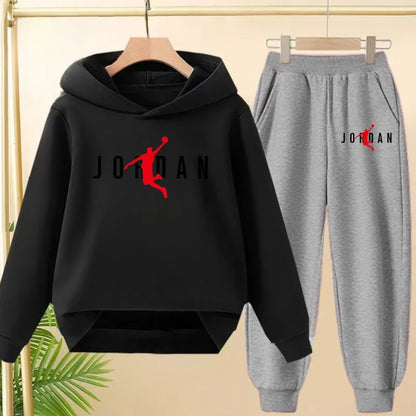 Children's Sportswear Set with Hoodie Sweatshirt And Long Pants Suitable for Kids Aged 3-13 Years Old for Engaging in Sports