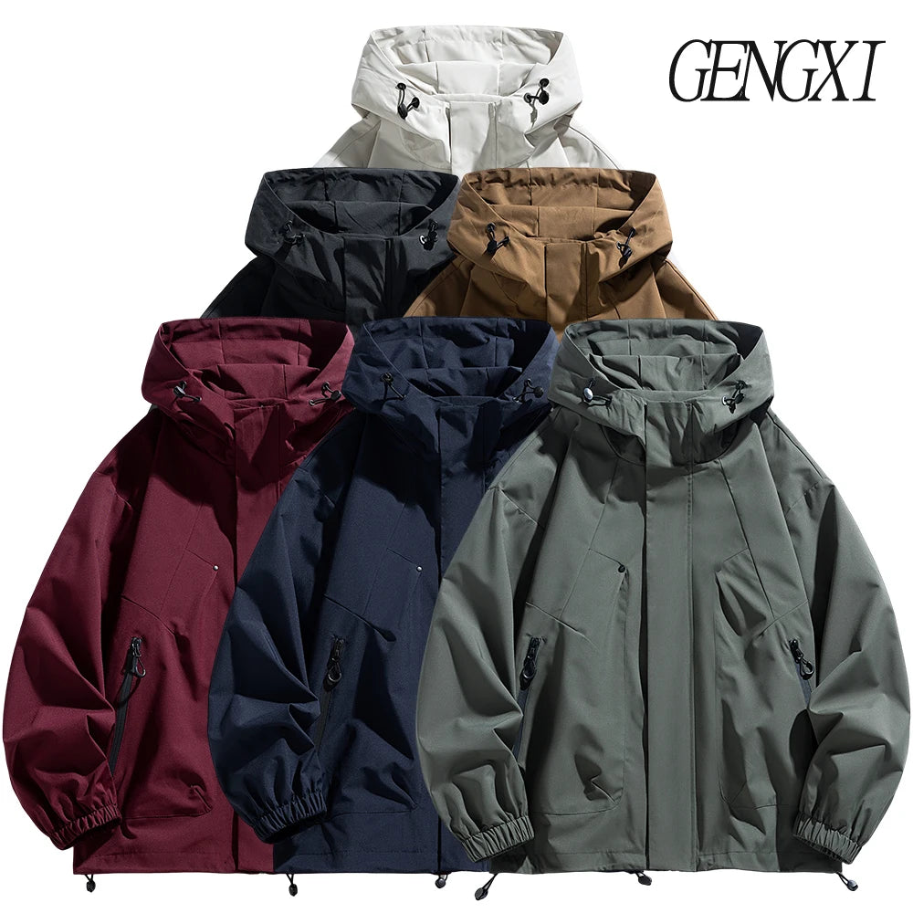 Windproof Waterproof Jacket - Plus Size Workwear Coat With Breathable Zipper Closure