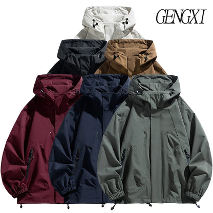 Windproof Waterproof Jacket - Plus Size Workwear Coat With Breathable Zipper Closure
