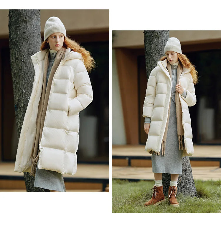 Women Down Jacket - Lightweight Waterproof Winter Coat With Self Heating Lining & Hood