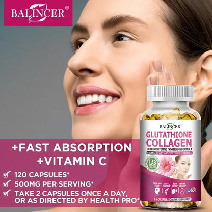 Glutathione Collagen Capsules,Brightening Skin and Anti-aging,Support Hair,Skin and Nail Health,Glutathione Supplement for Women