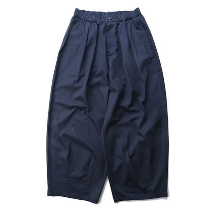 Solid Color Wide Leg Cargo Pants Mens Baggy Pleated Streetwear Elastic Waist Casual Loose Trousers Men
