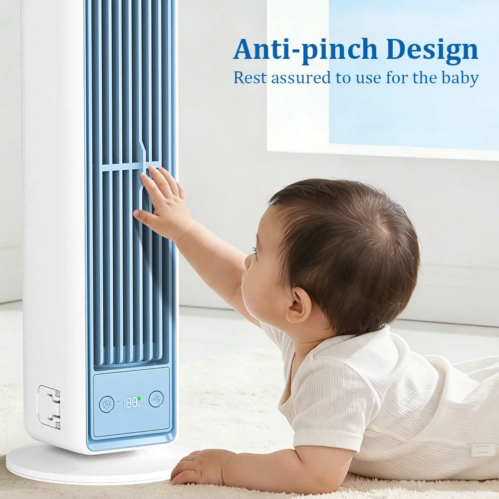 Portable Air Conditioner Fan 3600mAh Quiet Desktop Tower Fan Wall Circulating Fan 0-100 Speeds Adjustable Cooling Fan for Home