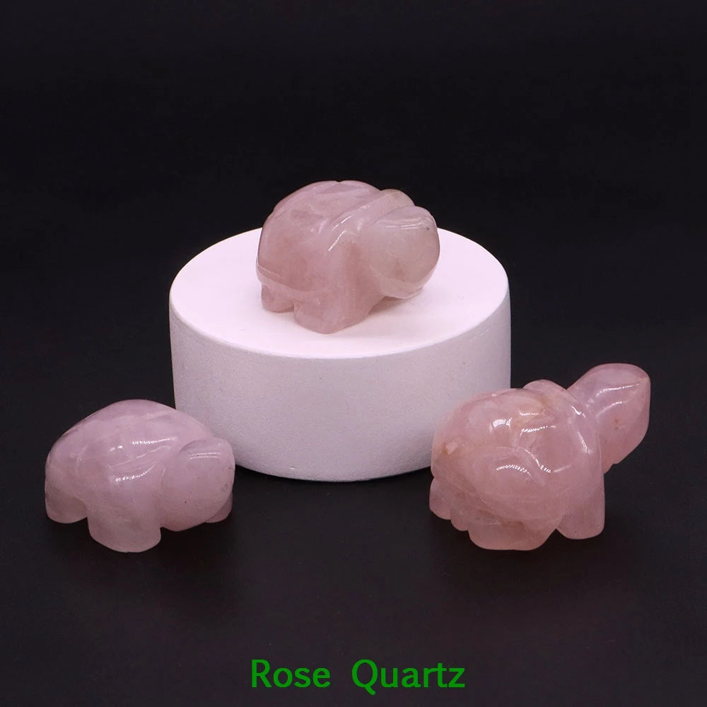 1.2" Mini Natural Crystal Stone Turtle Statue Reiki Healing Tortoise Figurine Amulet Fengshui Sculpture for Home Office Decor