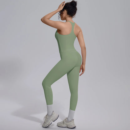 Quick Drying Legging Outdoor Running Yoga Set for Womans High Waisted Push Up Female Pants Gym Sexy Beautiful Back Vest Yoga Set