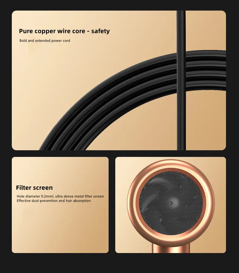 Professional Hair Dryer - Foldable High Power Negative Ion Blu-Ray Electric Blow Dryer