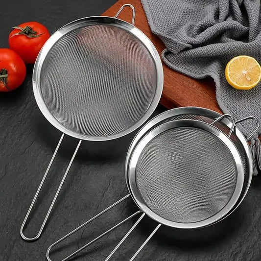 Stainless Steel Sieve - Fine Mesh Strainer & Durable Wire Mesh Filter for Kitchen