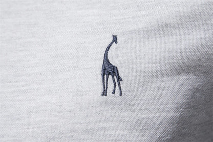 AIOPESON 2023 New Men's Deer Embroidery Polo Shirts Solid Color Long Sleeve Social Business Male