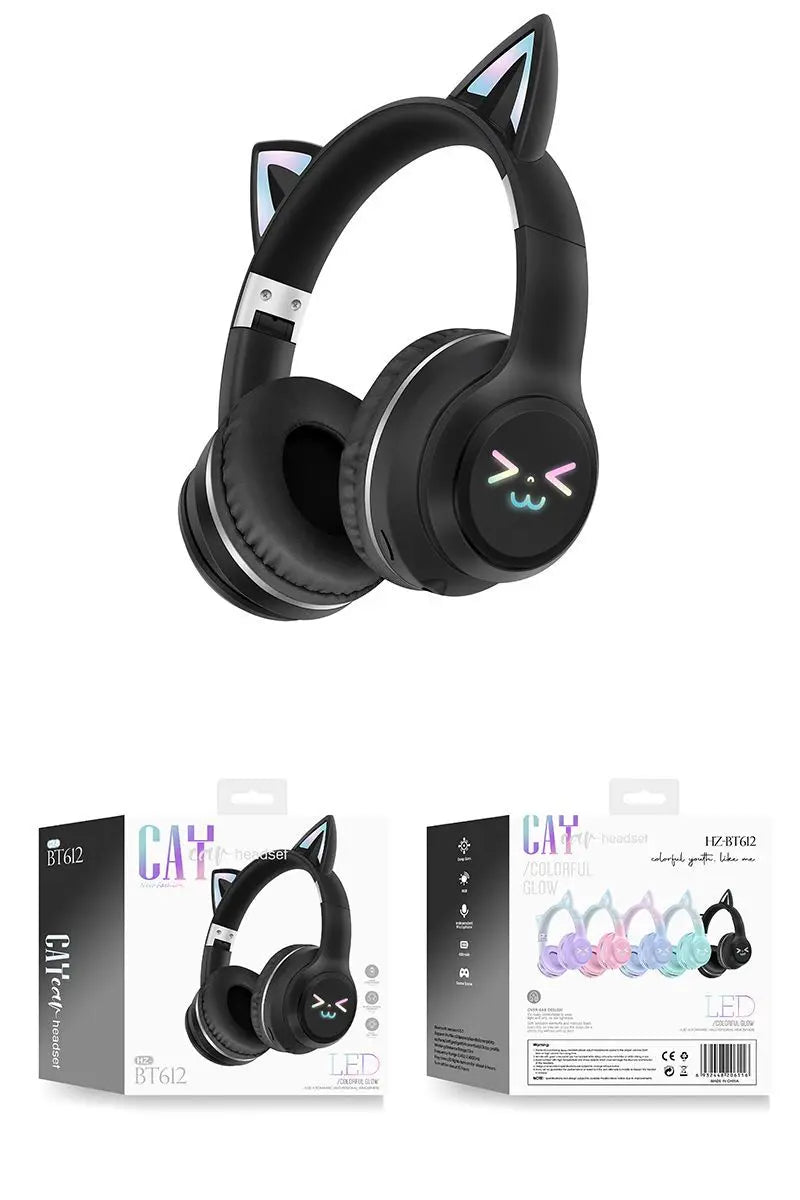 Wireless Cat Ear Headphones – Kids Gaming Headset With Microphone & RGB Lights