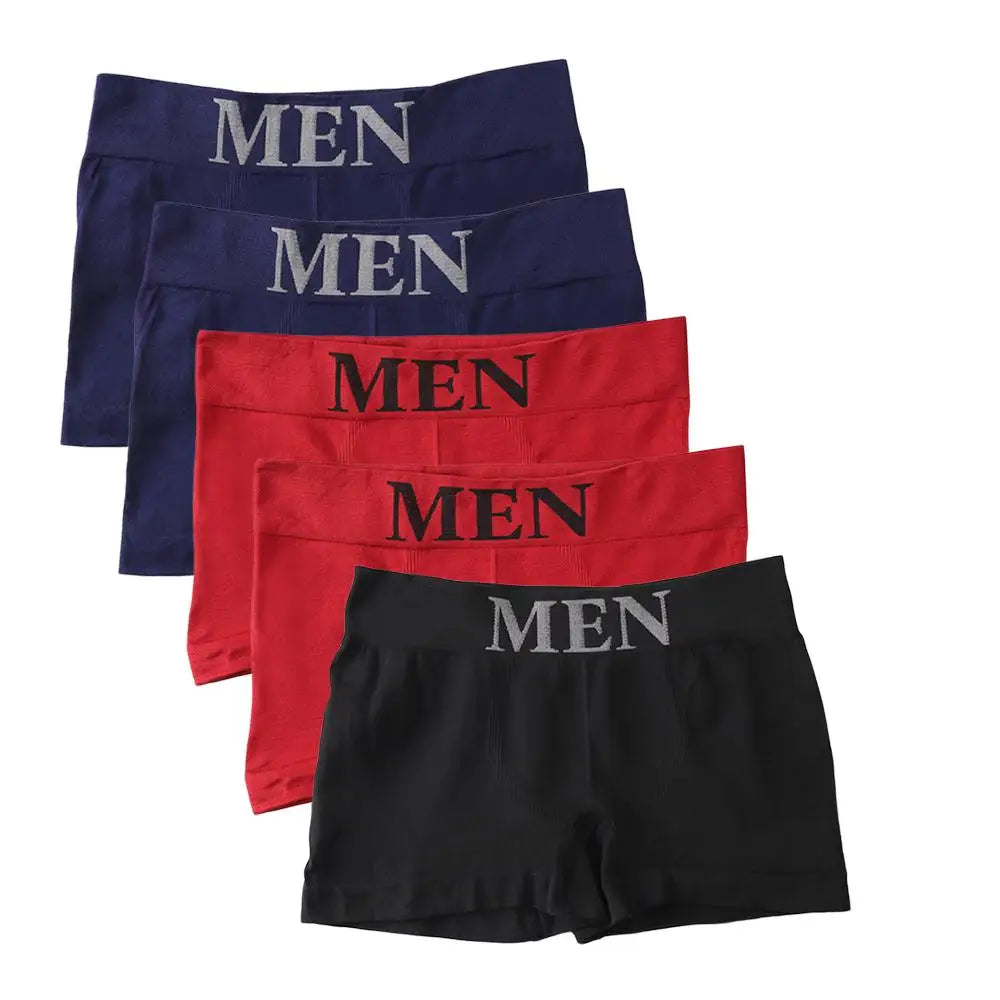 5PCS Thin High Elastic Men's Boxers Comfortable Plain Color Boxer Briefs Breathable Solid Underpants for Men