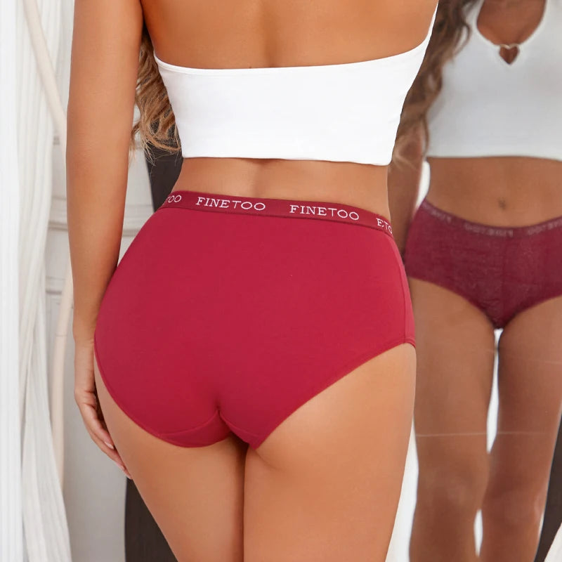 FINETOO 5PCS/Set Cotton High Waist Panties Women's Seamless Breathable Underwear Sexy Stretchy Comfort Briefs Lingerie S-XXL