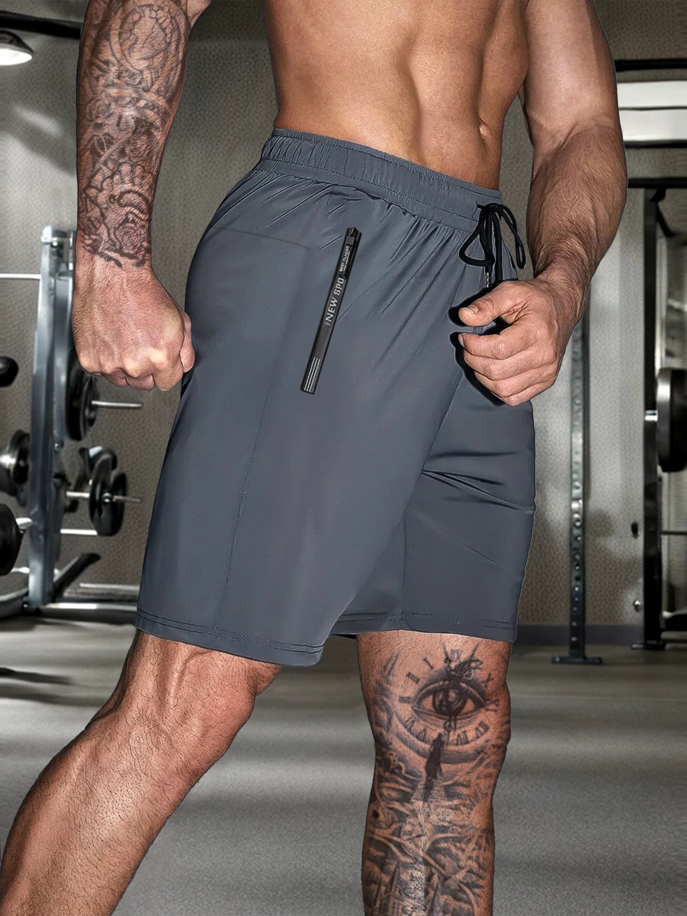Men's Casual Shorts - Elastic Waist Zipper Pocket Quick Dry Running Shorts for Men
