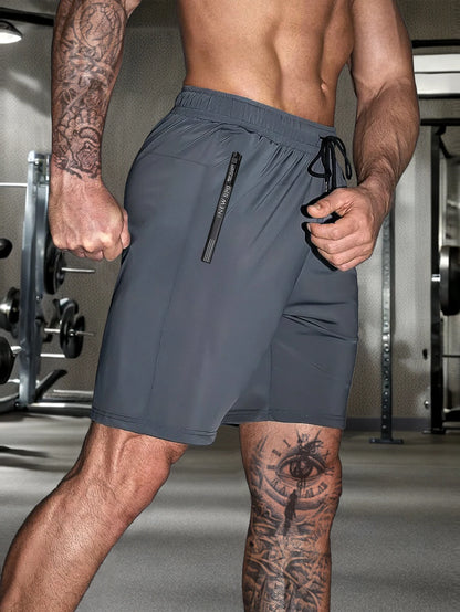 Men's Casual Shorts - Elastic Waist Zipper Pocket Quick Dry Running Shorts for Men