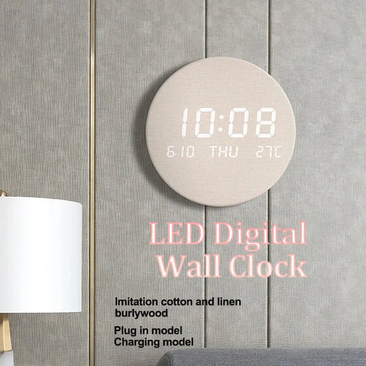 LED Digital Wall Clock - Multi-Function Silent Time  Temperature Display for Home  Bedroom