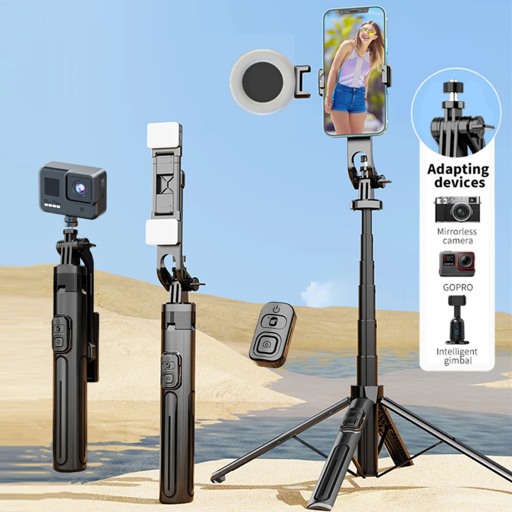 FANGTUOSI 2026 new Tripods For Mobile Phone Camera Holder Clip Smartphone Monopod With big light and microphone Stand For Phone