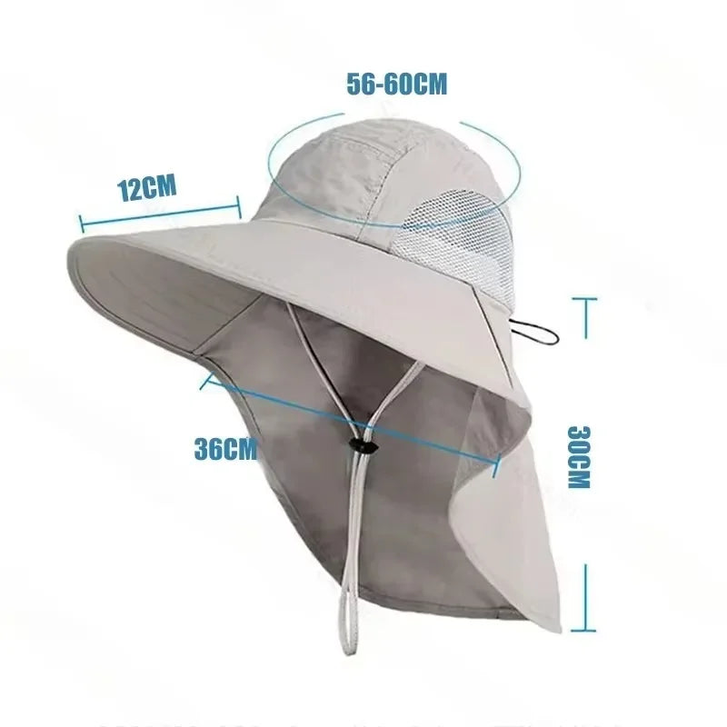 1/2/4PCS Sun Protection Bucket Hat for Men Wide Brim Fishing Cap with Neck Shade Face Flap Lightweight Summer Hiking Camping