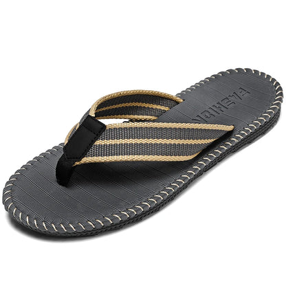 Men's flip flops summer new lightweight rubber woven slippers fashion casual outdoor sandals breathable anti slip beach shoes