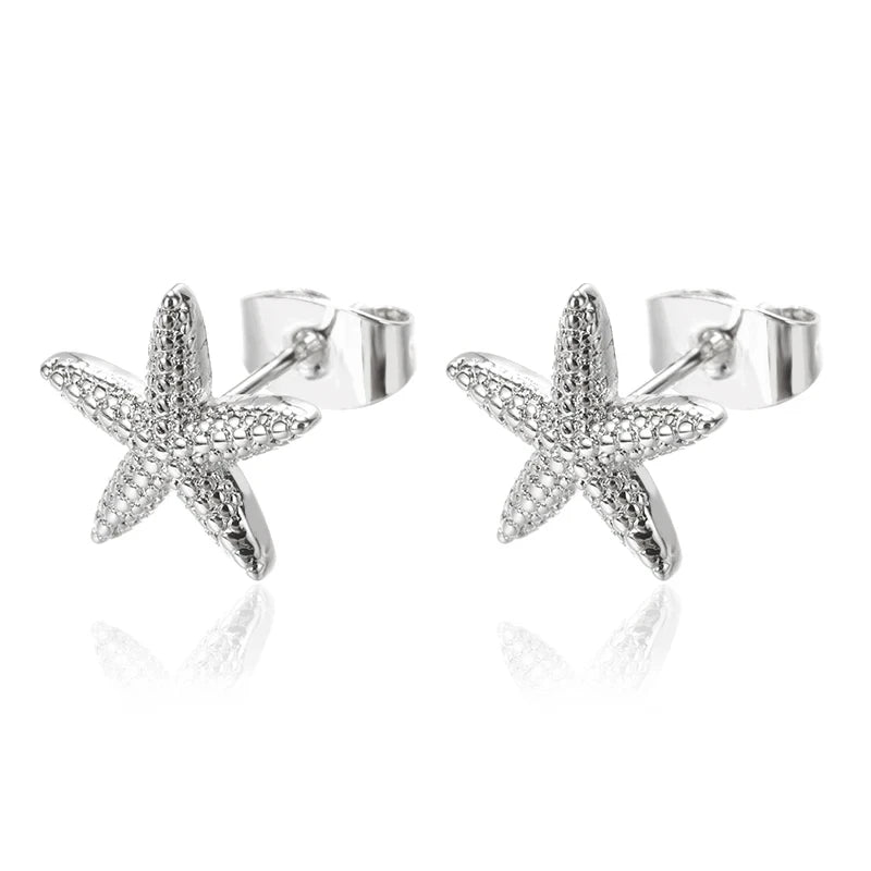 Vintage Starfish Stud Earrings – Stainless Steel Ocean Studs
