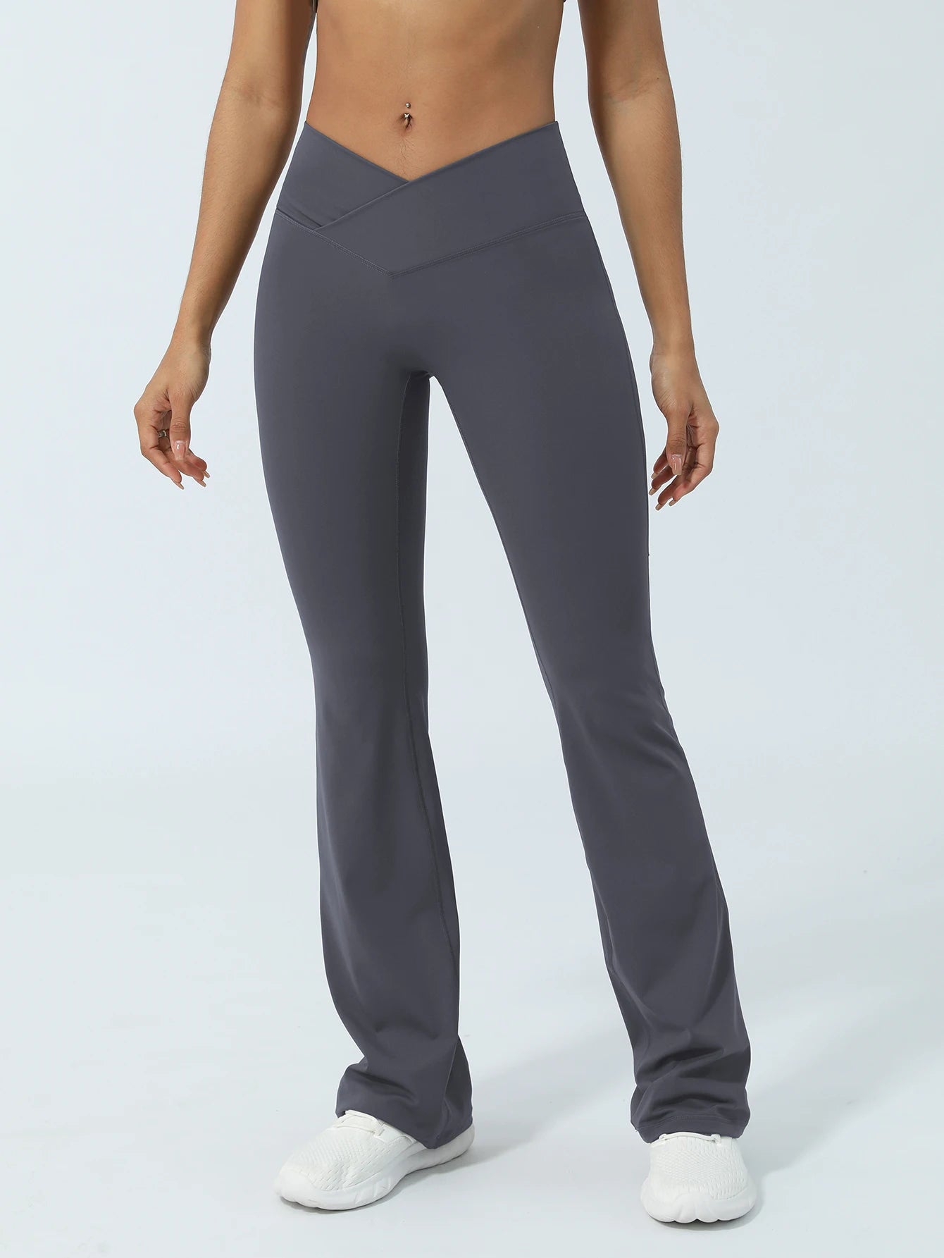 V-Cross Fitness Flare Pants Lifting Buttocks Cross Waist Yoga Sport Leggings Gym Outdoor Acticewear Workout Wide-Leg Pants