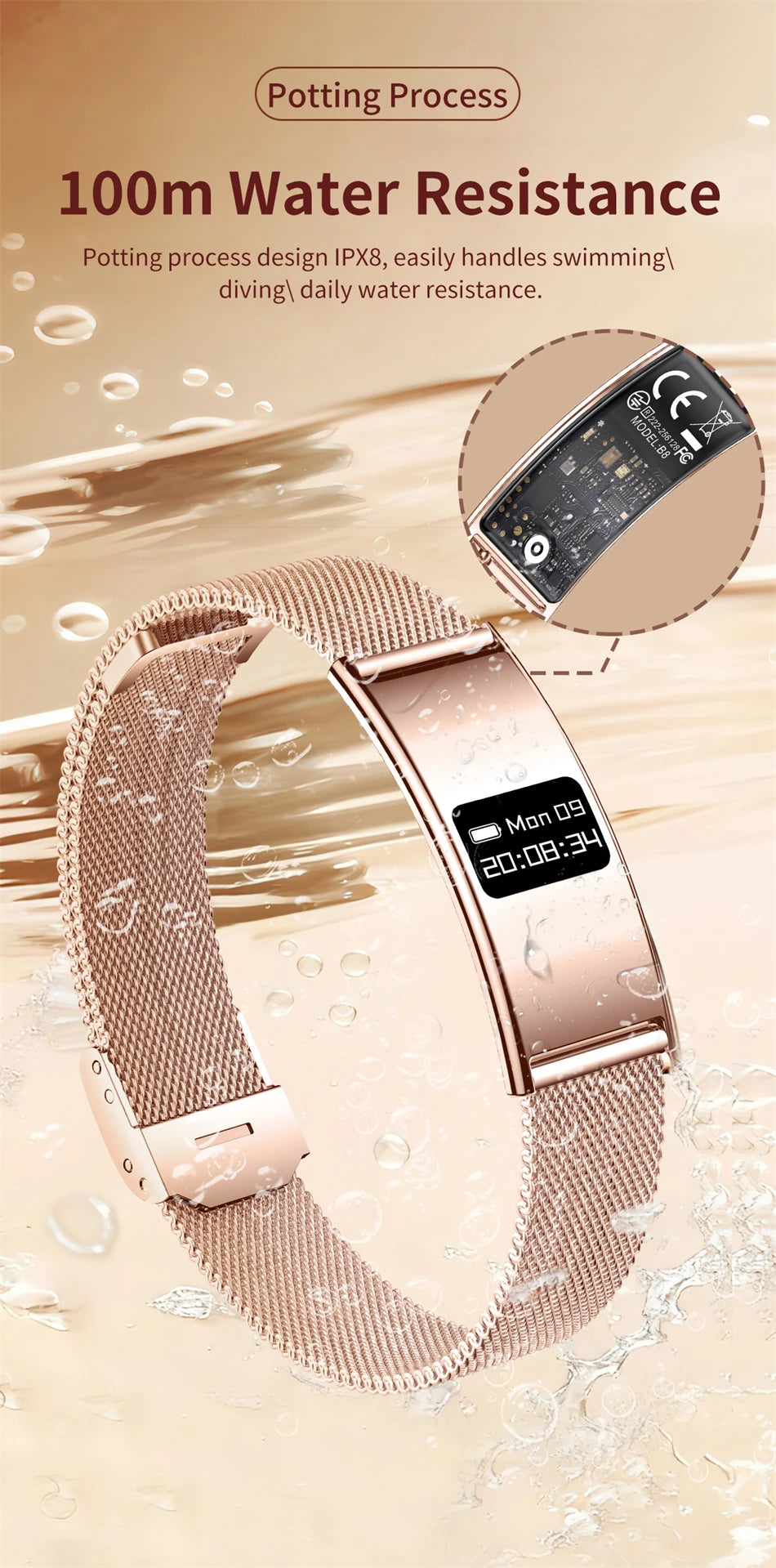 New Smart Bracelet Men Fitness Tracker IPX8 Waterproof Heart Rate Sleep Monitor Outdoors Sports Smartwatch Band For Android IOS