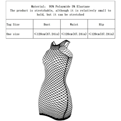 Fishnet Women Sexy Beach Cover Up Dress Women Stretch See Through Sleeveless without Bikini Swimsuit Cover up Mini Beachwea