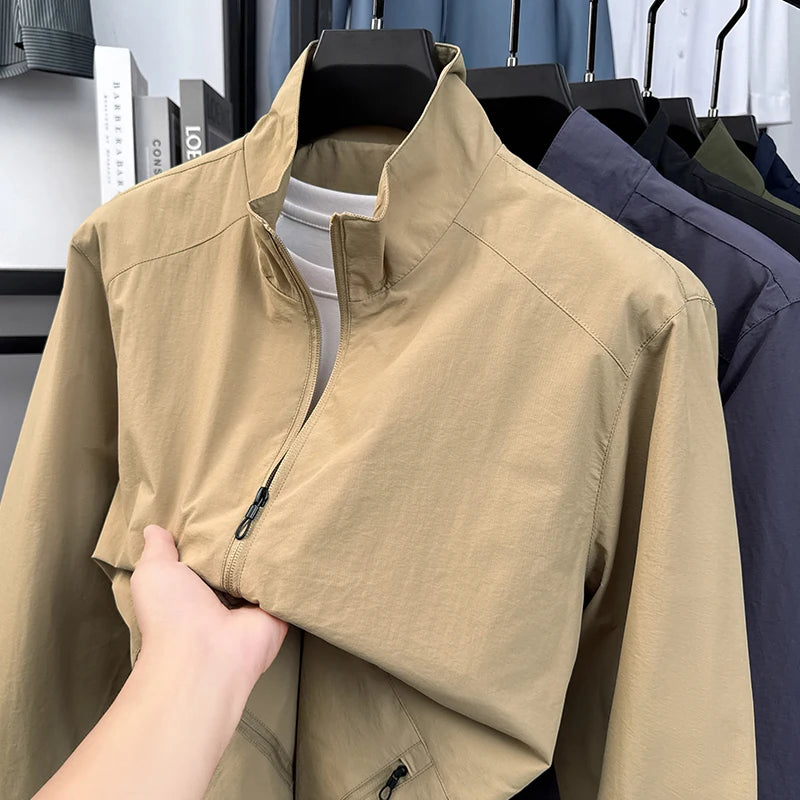 Men's Lightweight Packable Windbreaker Jacket 100% Polyamide Nylon Breathable Outdoor Sports Sun Protection Coat 2026