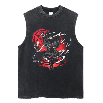 Vintage Vest Washed T-Shirt Anime Dragon Ball Graphic Tank Top Cotton Sleeveless Streetwear Loose GYM T Shirt Men's Clothing